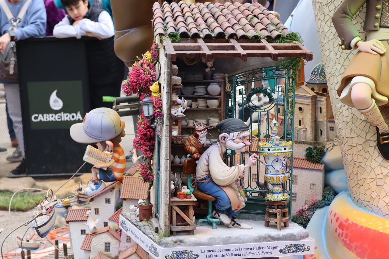 Détail d'une création des Fallas infantiles de Sección Especial à Valencia